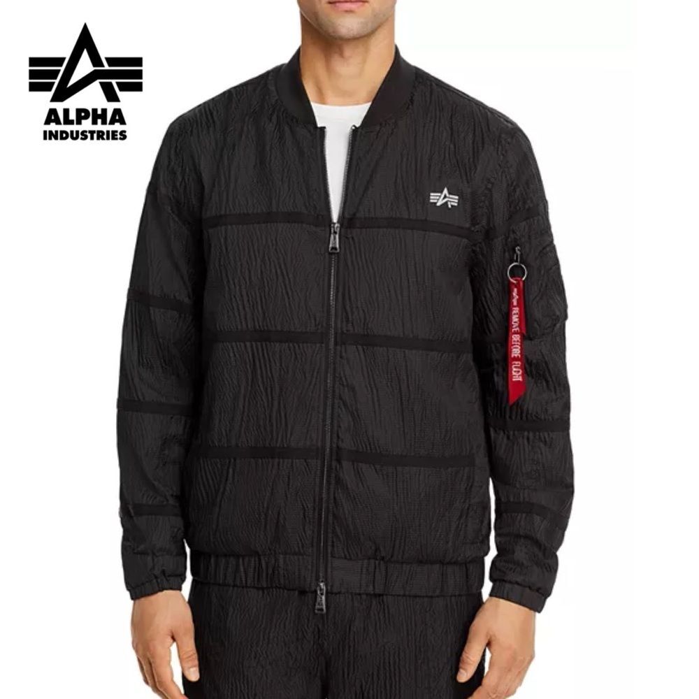 Alpha Industries Parachute Textured Taped Slim Fit Full Zip Utility Jacket L
